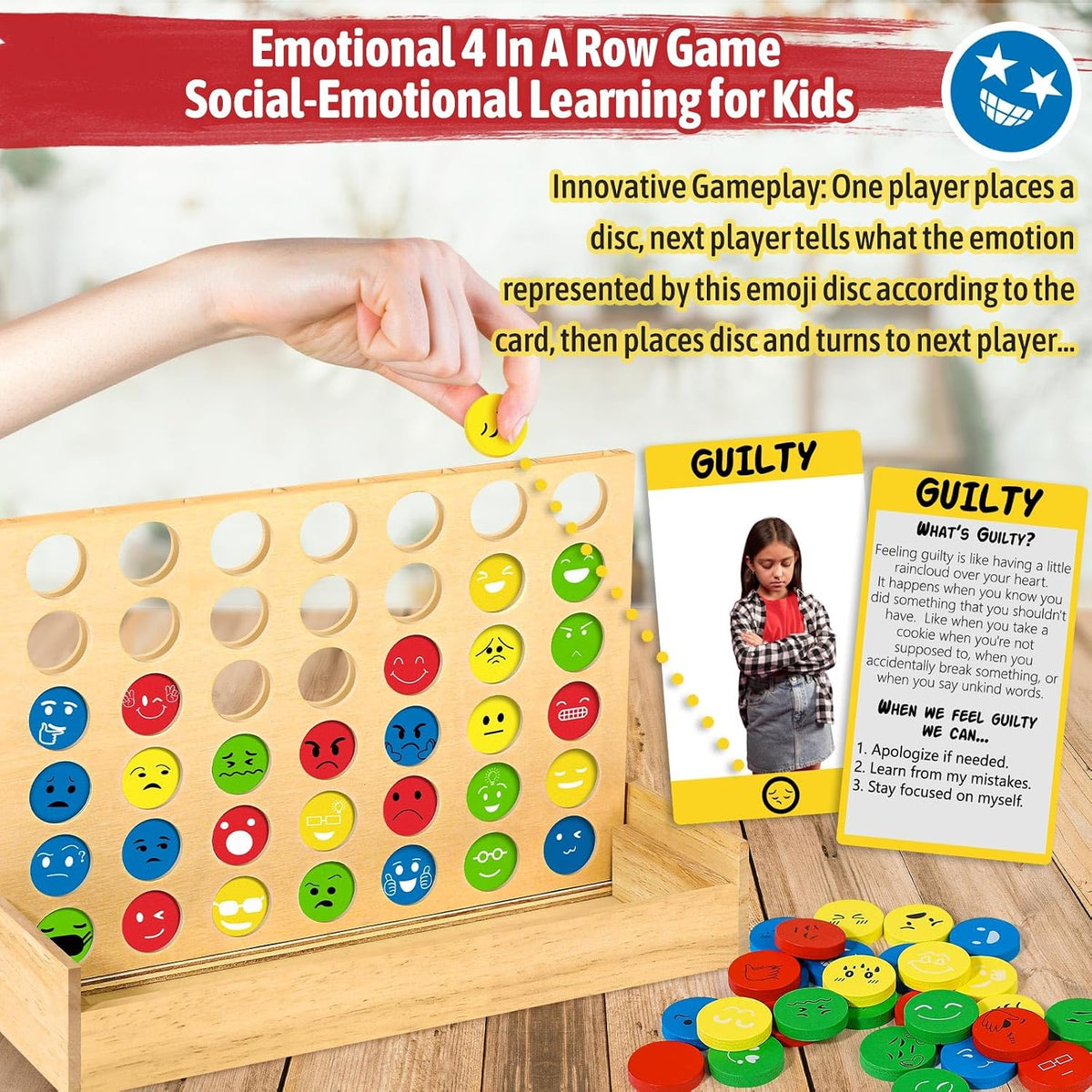Garybank Actividades de aprendizaje social emocional para niños, juego de conexión de sentimientos con 56 tarjetas de emociones, juguetes de terapia de juego para consejeros escolares, habilidades