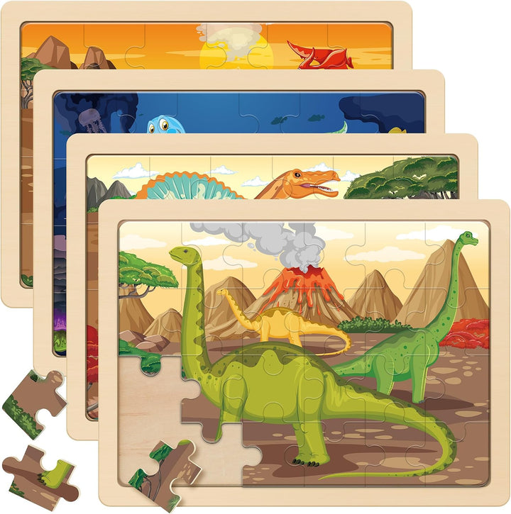SYNARRY Rompecabezas de madera de dinosaurios, animales, océano e i...