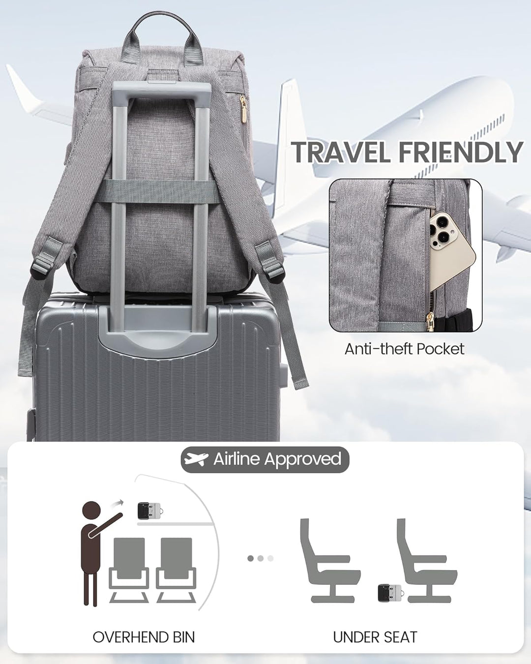 LOVEVOOK Mochila para computadora portátil para mujer, mochila de v...
