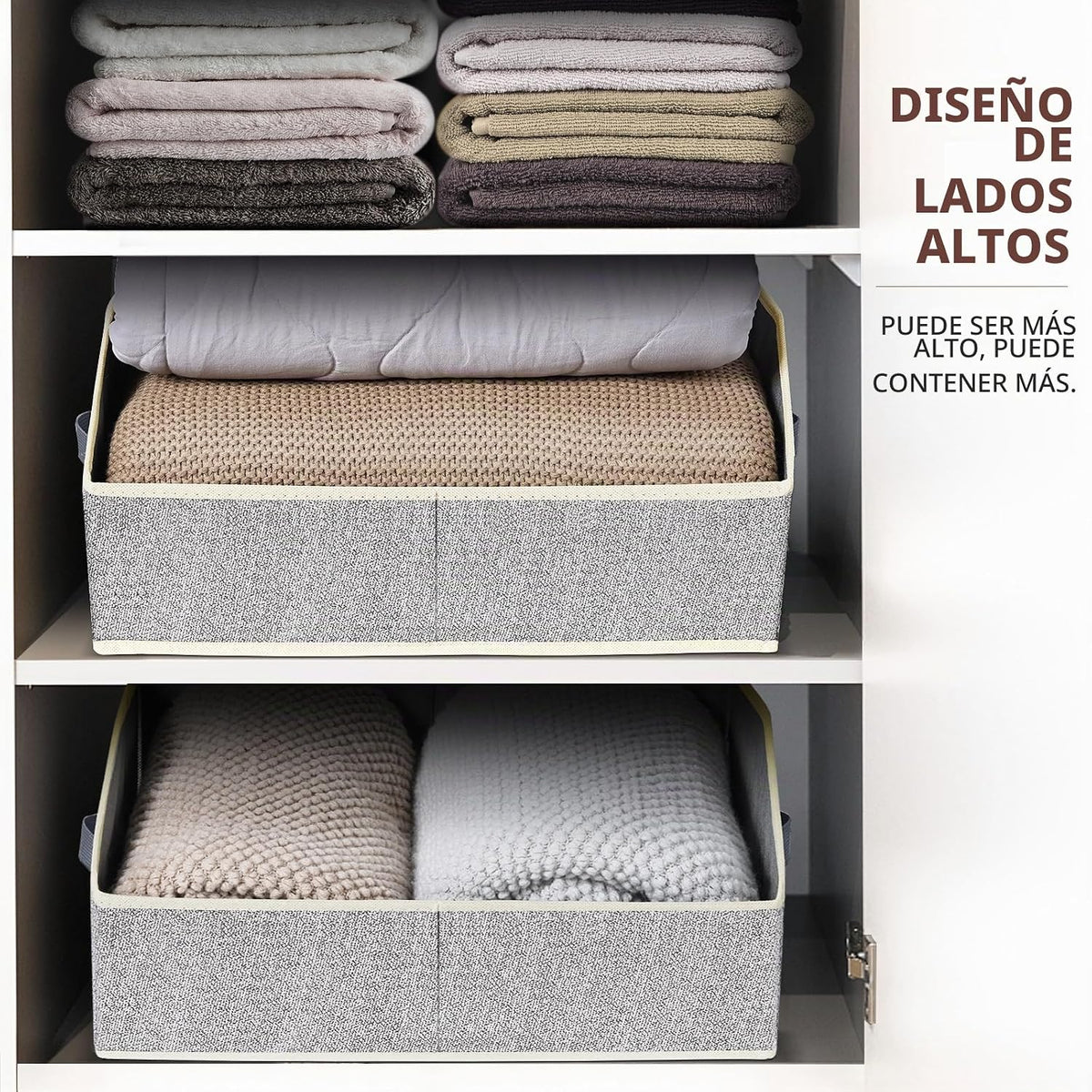 Organizadores de Armario Contenedores 6 Paquetes - Organizador Grande de Estante de Armario con Asas, Contenedores de Almacenamiento Trapezoidales de Tela, Cubos de Almacenamiento Plegables