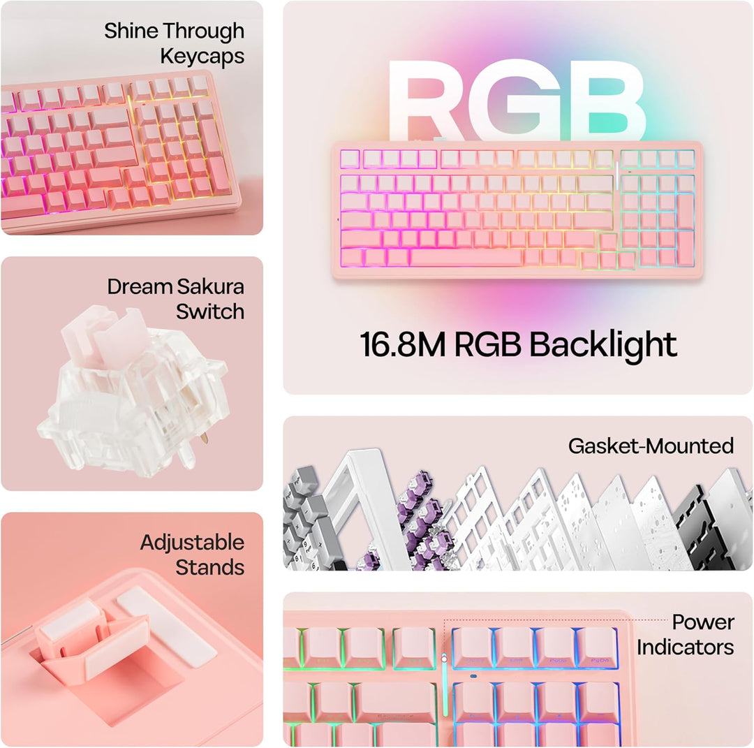 MechLands Aula F99 96% Teclado Inalámbrico para Juegos, Batería de...