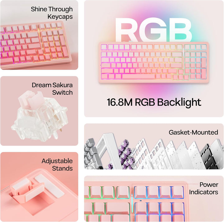 MechLands Aula F99 96% Teclado Inalámbrico para Juegos, Batería de...