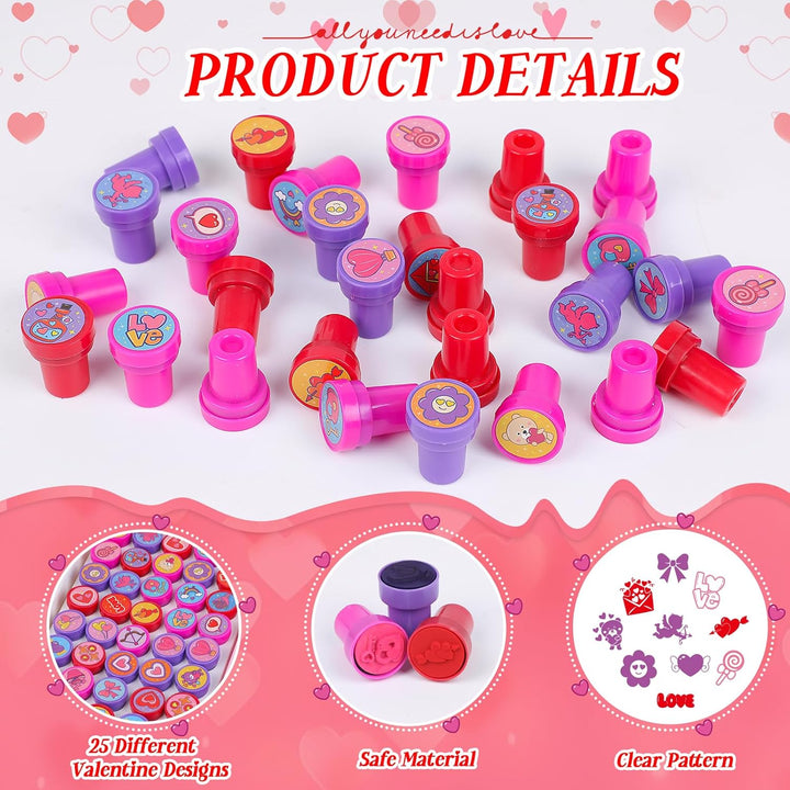 FOIMAS 50pcs Valentines Day Stamps Self Inking Stamps