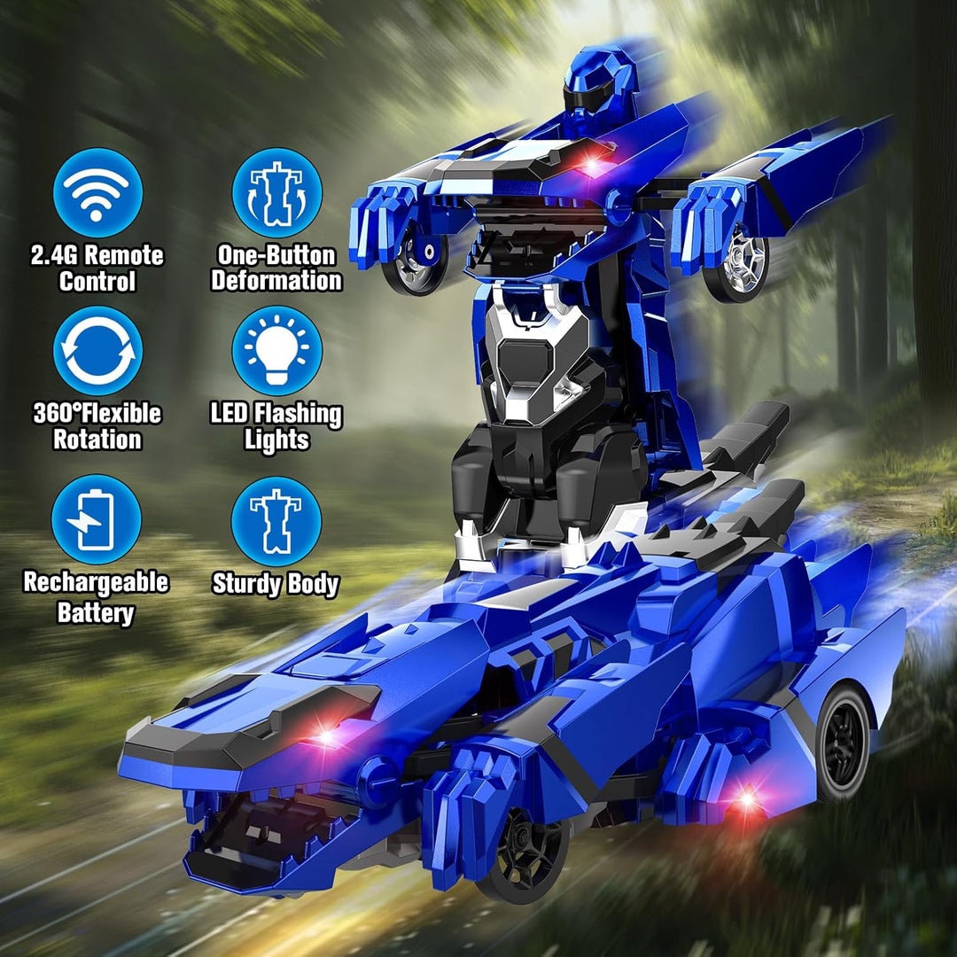 Kroyedfuw Coches RC Transformables de Dinosaurio, Coche de Control...