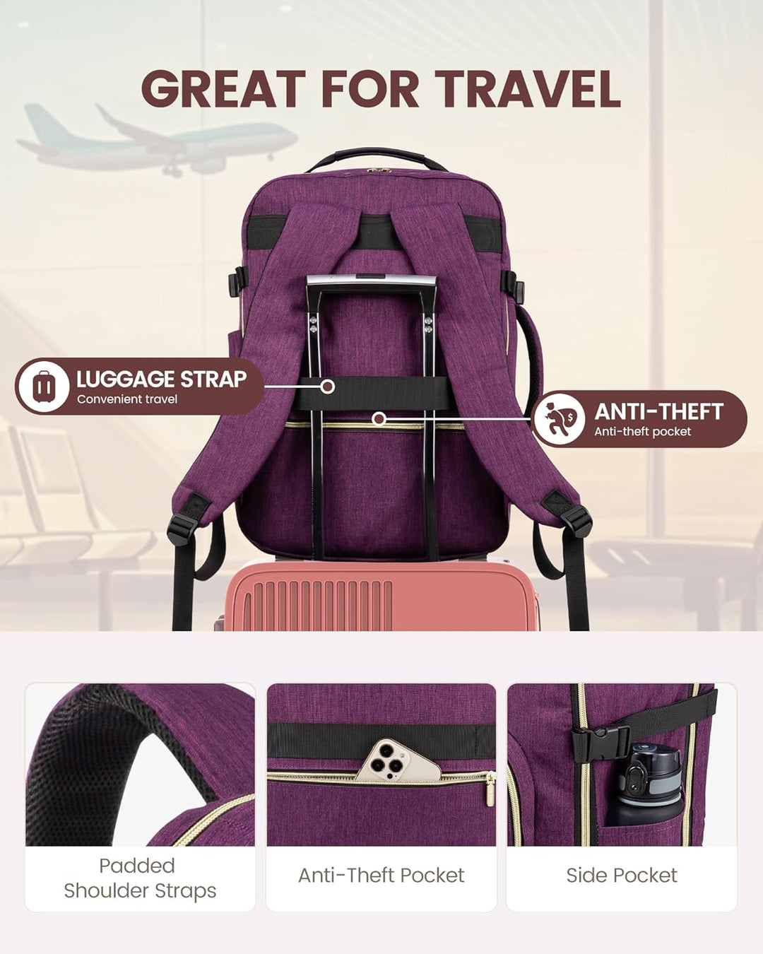 LOVEVOOK mochila de viaje, mochila de transporte, mochila de artícu...
