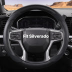 West Llama Funda de volante de fibra de carbono para Chevy Silverado 1500, 2500, 3500 1999-2026, 14.5-15 pulgadas (negro, tamaño estándar)