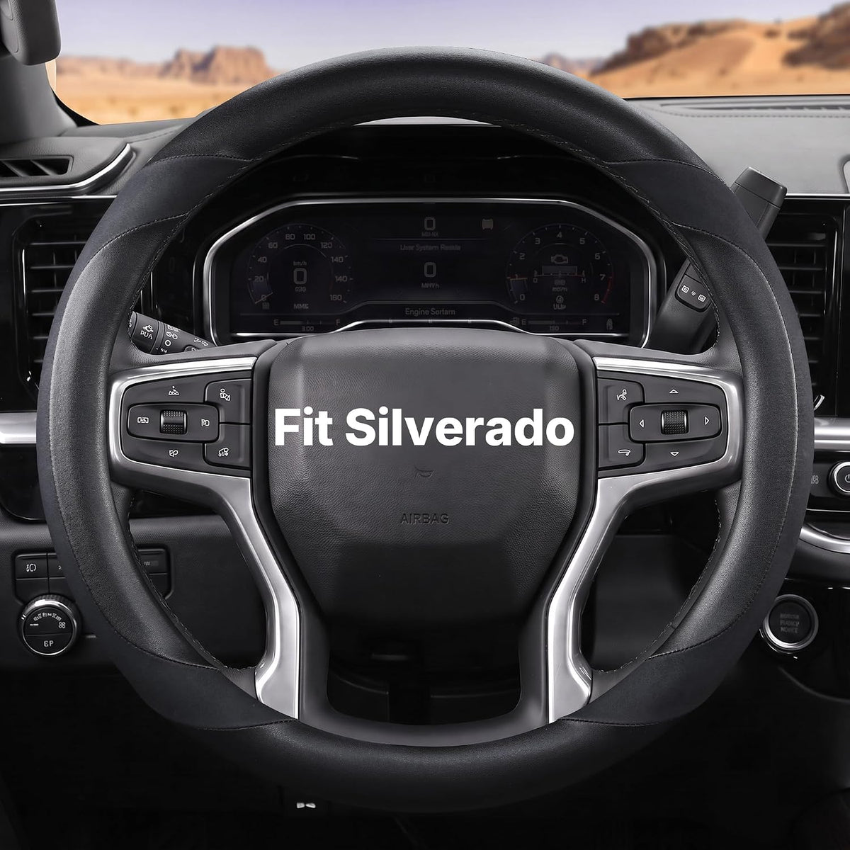 West Llama Funda de volante de fibra de carbono para Chevy Silverado 1500, 2500, 3500 1999-2026, 14.5-15 pulgadas (negro, tamaño estándar)