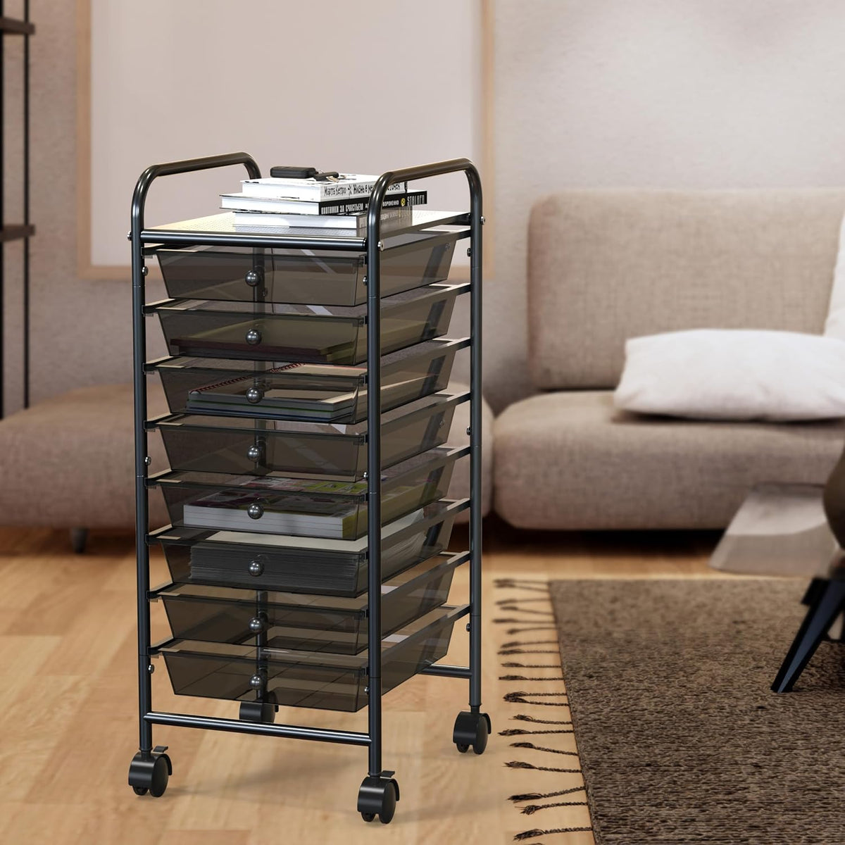 Lámpara Simple Houseware Carrito utilitario con ruedas de 8 cajones, almacenamiento