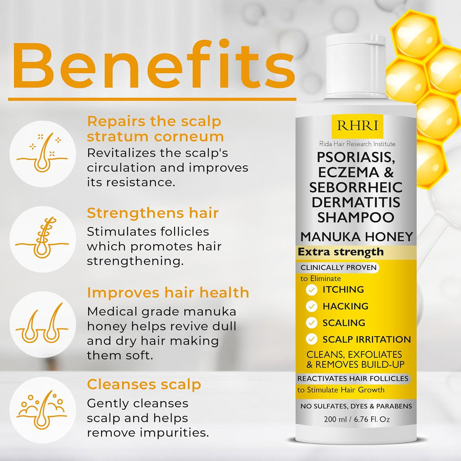Champú antifúngico para psoriasis, eczema, champú para dermatitis s...