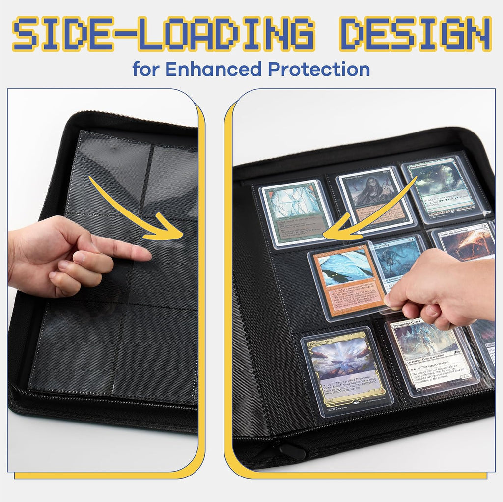 Carpeta de 9 bolsillos Toploader, Libro de cartas premium Clovecat, contiene 252 cartas coleccionables con 20 fundas Top-loader removibles, carpetas de PU para cartas, álbum de cartas para MTG, TCG