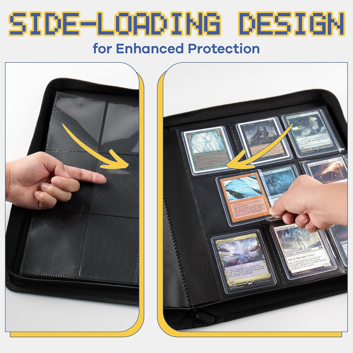 Carpeta de 9 bolsillos Toploader, Libro de cartas premium Clovecat, contiene 252 cartas coleccionables con 20 fundas Top-loader removibles, carpetas de PU para cartas, álbum de cartas para MTG, TCG