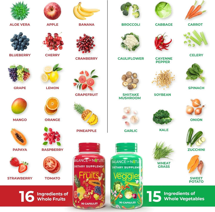 Suplementos de frutas y verduras de Balance Of Nature - 90 cápsulas...