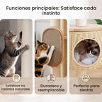 Árbol de gato moderno, torre para gatos con poste rascador, nidos y cestas de calabaza tejidas a mano, manta de sisal