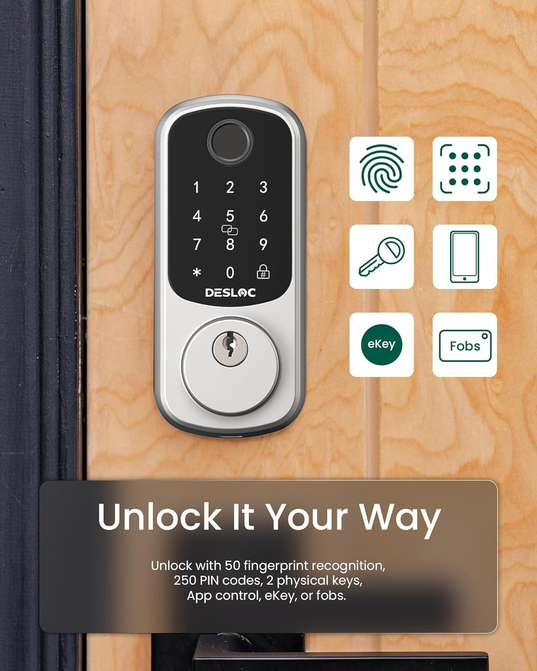 DESLOC Cerradura Inteligente de Puerta B200, Cerradura de Puerta de...