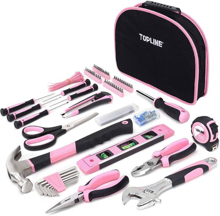 TOPLINE Juego de herramientas rosas de 208 piezas para mujer con bo...
