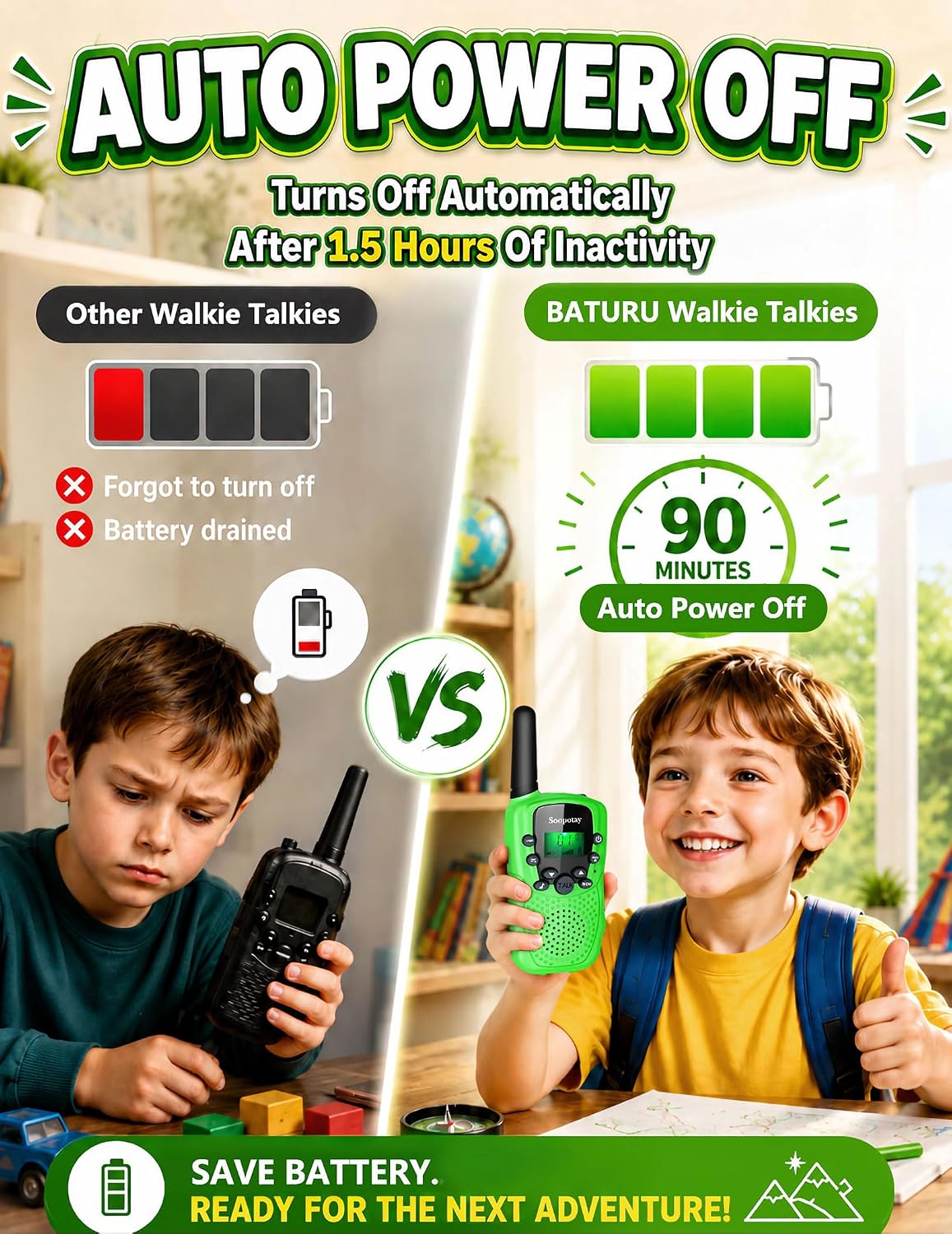 Rechargeable Walkie Talkies para Kids 3 Pack, Walkie Talkie Toys para Girls Boys, Outdoor Toys/Outside Camping Games para Kids Age 4-8-12, Birthday Gifts para 4 5 6 7 8 9 10 Year Old (Blue Pink Green)