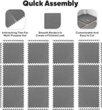 Paquete de 12 tapetes de gimnasio en casa de 48 pies cuadrados, tapetes de ejercicio de rompecabezas, azulejos de espuma EVA entrelazados para equipos de entrenamiento en casa y áreas de juego para niños, gris, 24 x 24 pulgadas x ½ pulgadas, 12 azulejos (