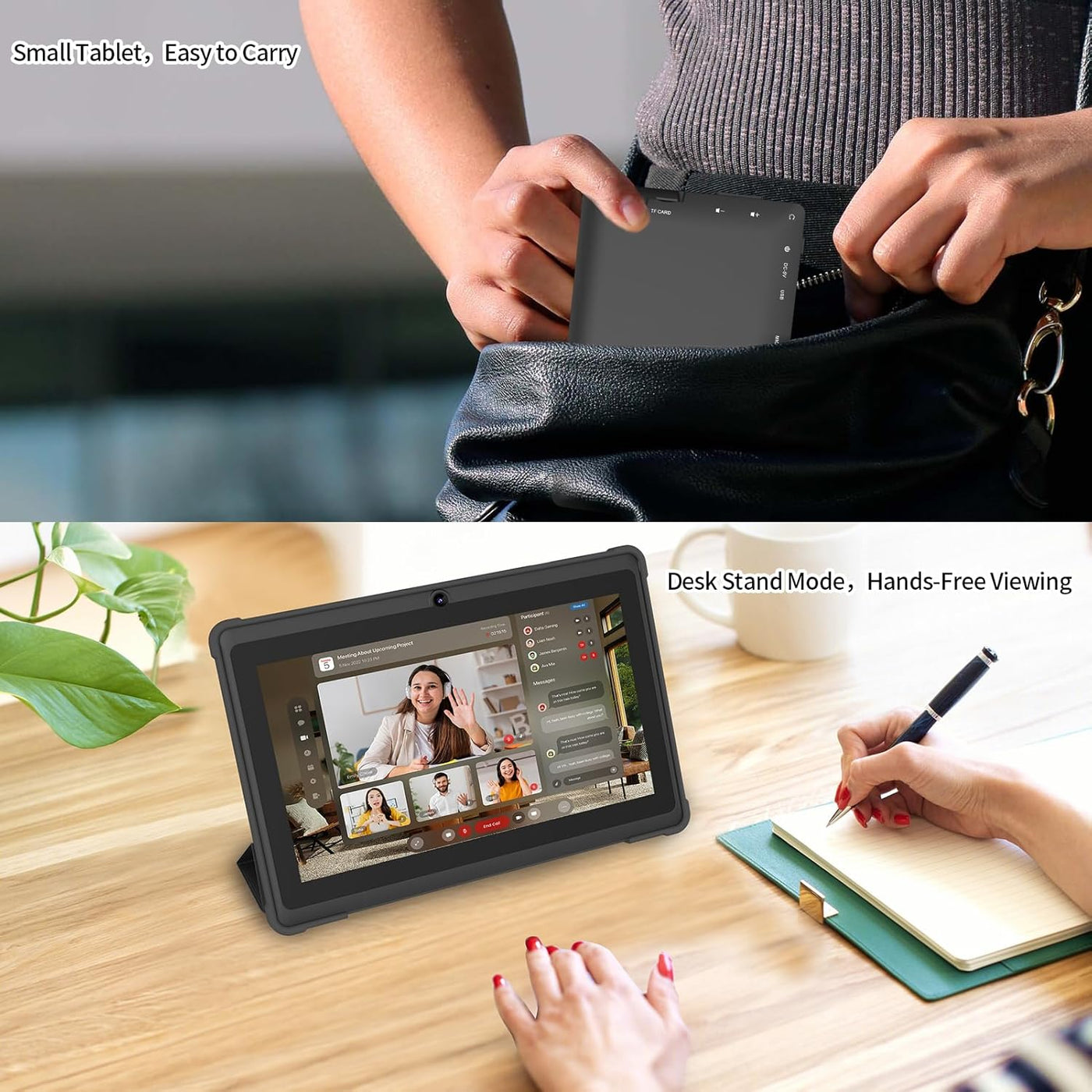 NEWISION Tablet de 7 pulgadas con funda, tabletas Android 15 de cin...