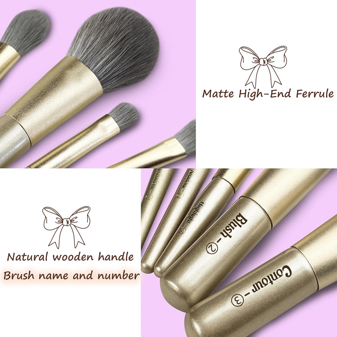 Jilier 14 piezas de mini brochas de maquillaje y espejo de bolsillo...