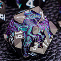 Juego de dados DND de dragones 3D con caja de regalo, dados D y D de metal para uso con juegos de rol D&D, juego de dados poliédricos de mazmorras D20 D12 D10 D8 D6 D4 (morado verde)