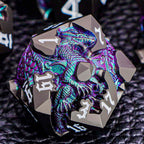 Juego de dados DND de dragones 3D con caja de regalo, dados D y D de metal para uso con juegos de rol D&D, juego de dados poliédricos de mazmorras D20 D12 D10 D8 D6 D4 (morado verde)