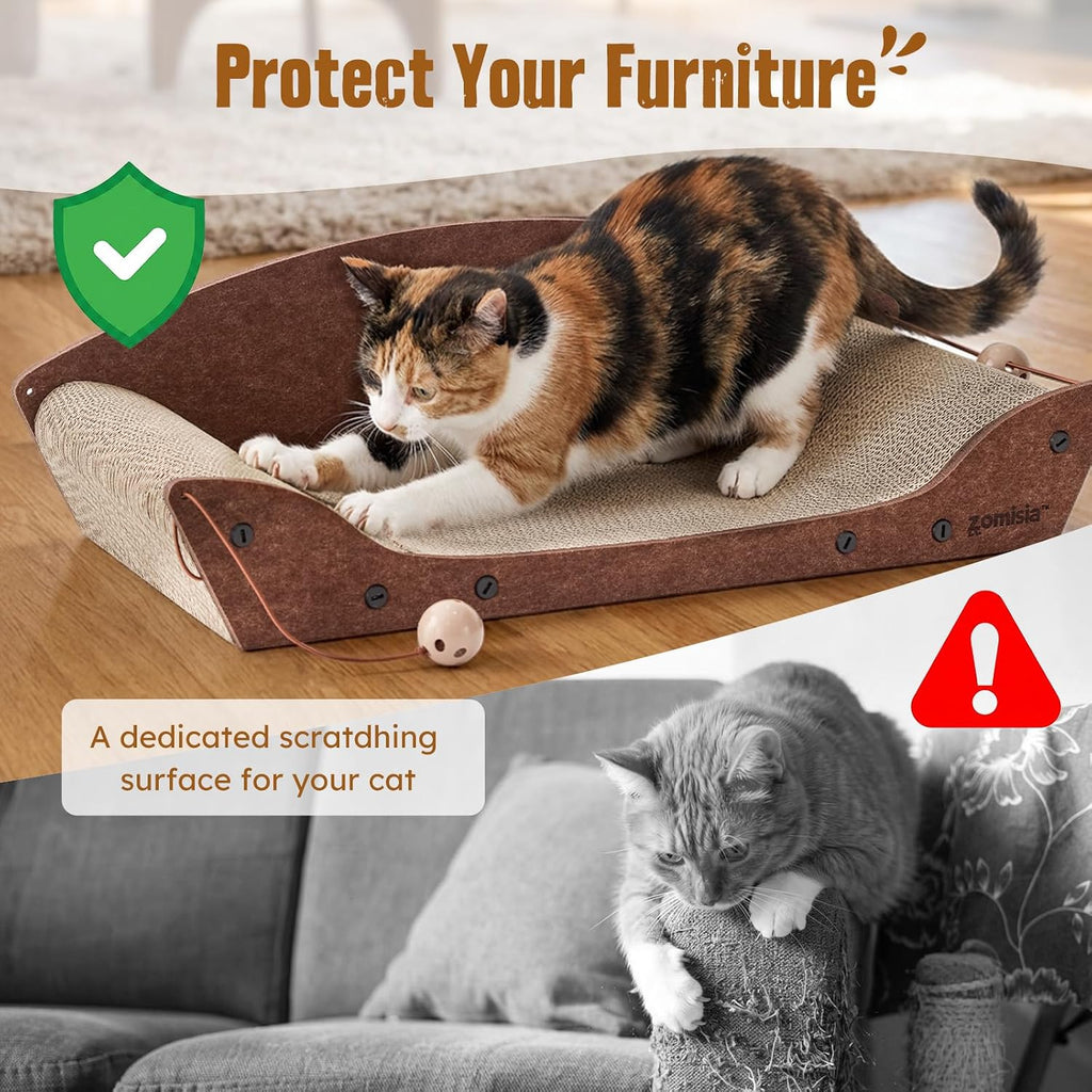 Cama rascador de cartón para gatos de interior de 26 pulgadas, 1