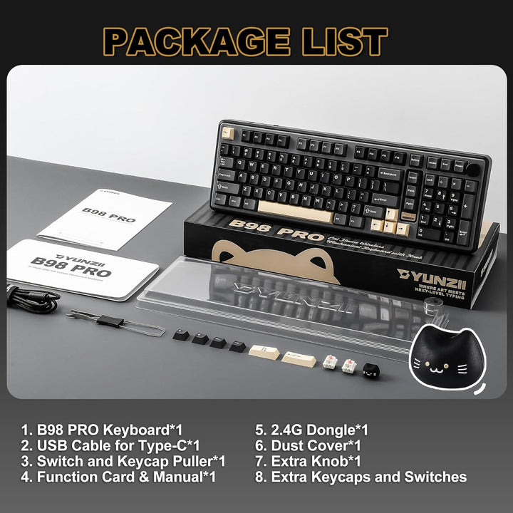 YUNZII B98 PRO QMK\/VIA - Teclado mecánico inalámbrico para juegos,...
