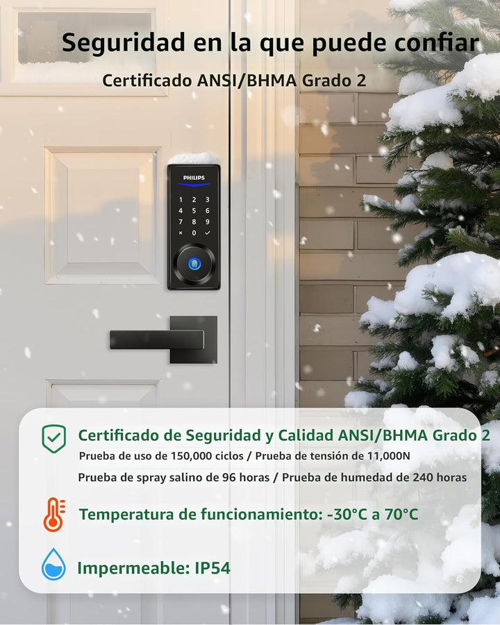 Philips Cerradura de puerta de entrada sin llave de huellas dactila...