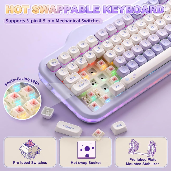 YUNZII C98 Wireless Mechanical Keyboard with Number Pad,99 Key BT5....