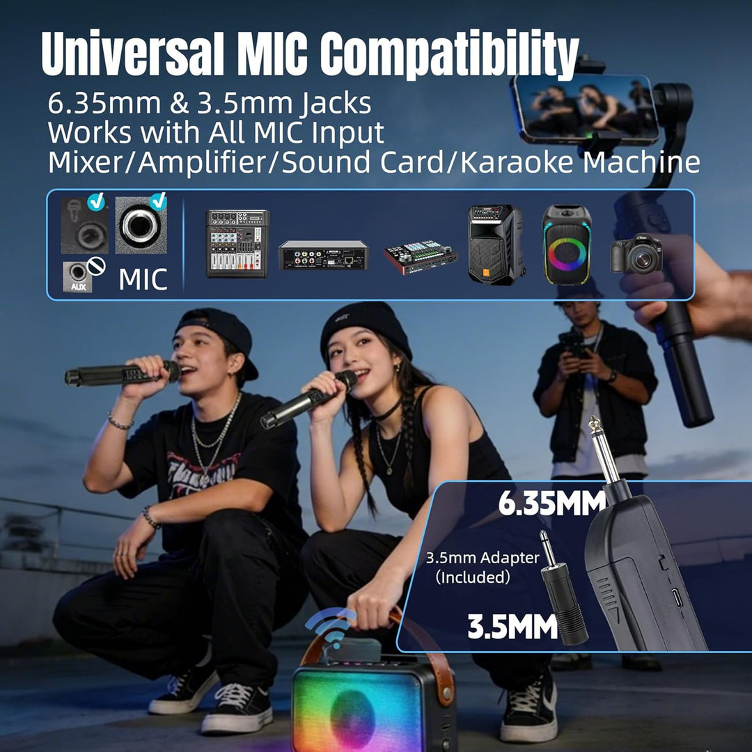 Micrófonos inalámbricos para canto de karaoke, sistema de micrófono...