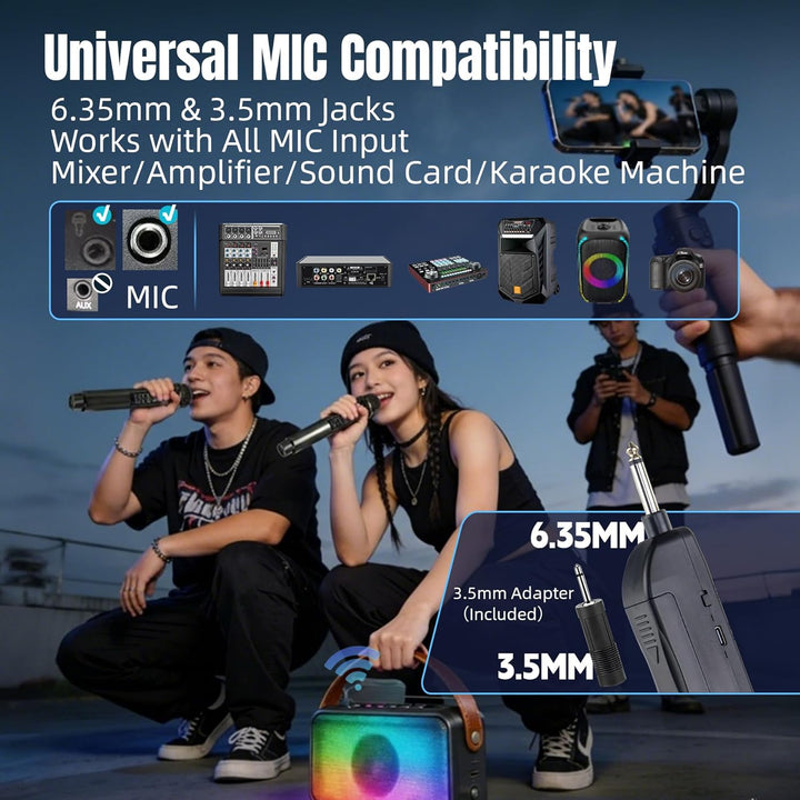 Micrófonos inalámbricos para canto de karaoke, sistema de micrófono...