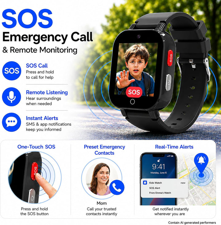 DXPICR Reloj inteligente 4G para niños con rastreador GPS, video y...