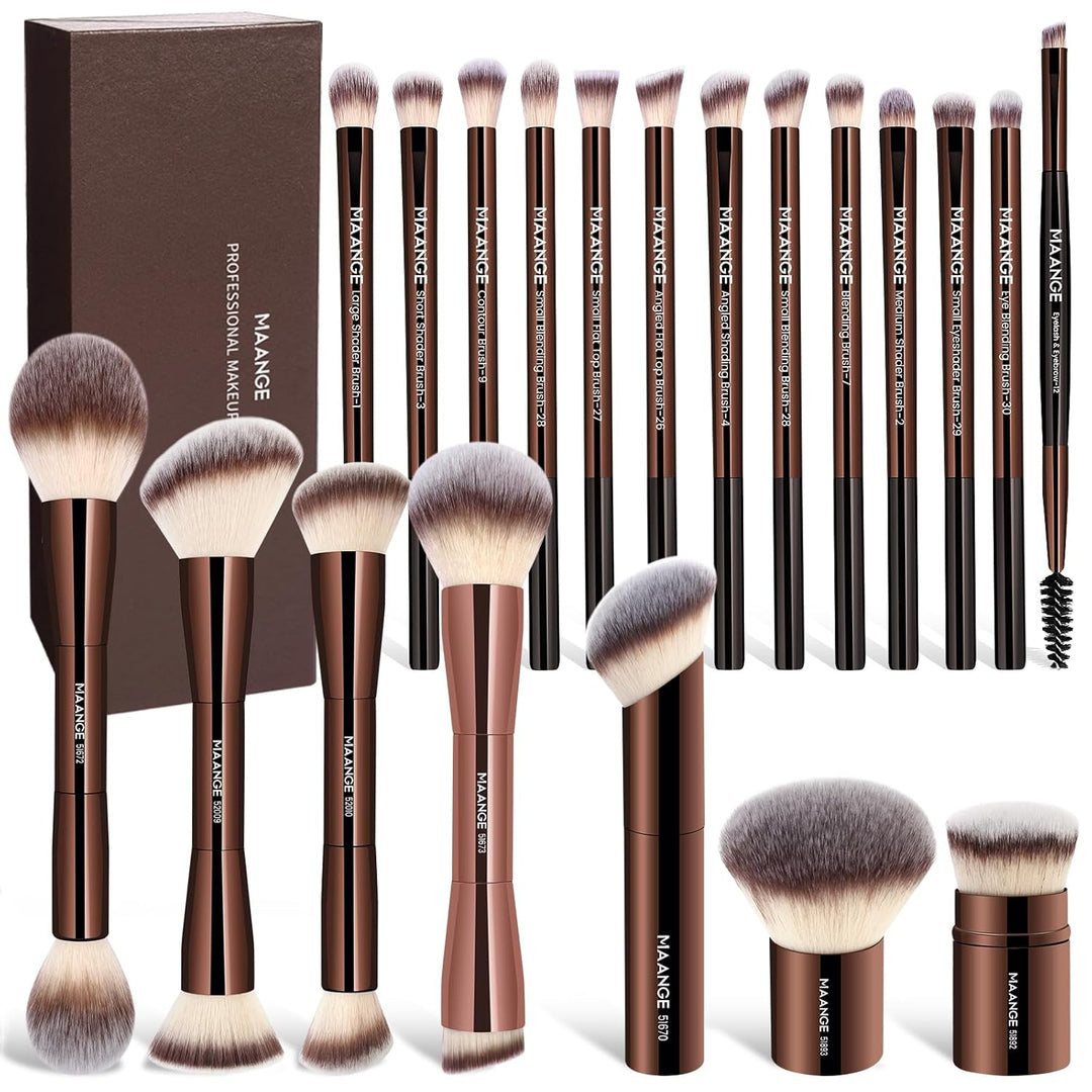 MAANGE 20 piezas de brochas de maquillaje con caja de regalo, broch...