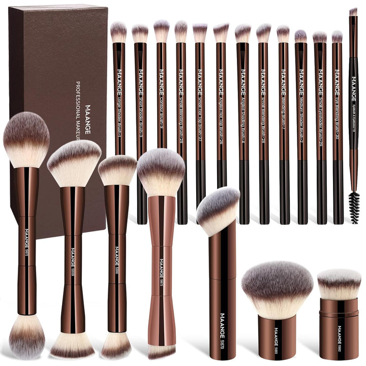 MAANGE 20 piezas de brochas de maquillaje con caja de regalo, broch...
