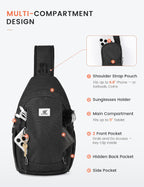 SKYSPER Bolso bandolera RFID bolso cruzado antirrobo bandolera mochila de viaje mochila de hombro, Negro, Bolso bandolera antirrobo