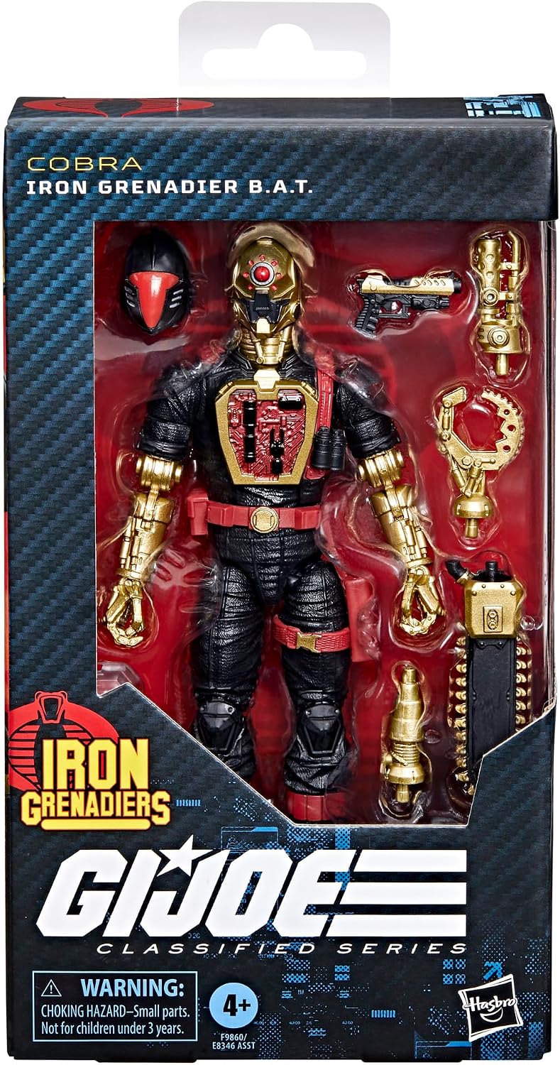 G.I. Joe Classified Series #134, Iron Grenadier B.A.T., Figura de acción coleccionable de 6 pulgadas con 9 accesorios