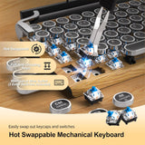 Teclado de máquina de escribir retro, teclado mecánico inalámbrico...