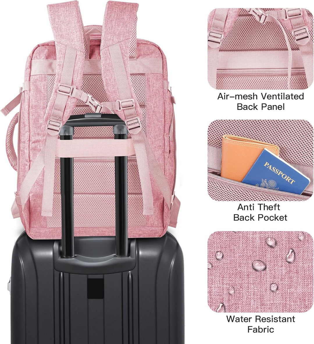 Gieury - Mochila de viaje de 50L para mujeres, aprobada para vuelos...