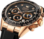 OLEVS Relojes Cronógrafo Masculinos de Moda Empresarial Analógico Quartz Reloj de Pulsera para Hombre, Cinturón de Silicona a prueba de agua con Luminiscente, Calendario
