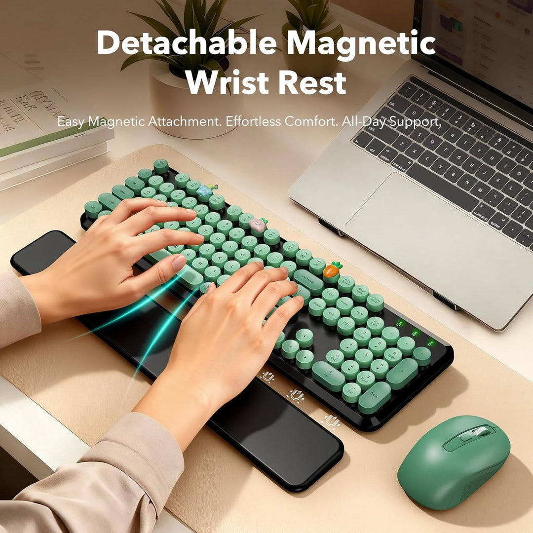 Combo de teclado y mouse inalámbricos - Teclas redondas, teclado re...