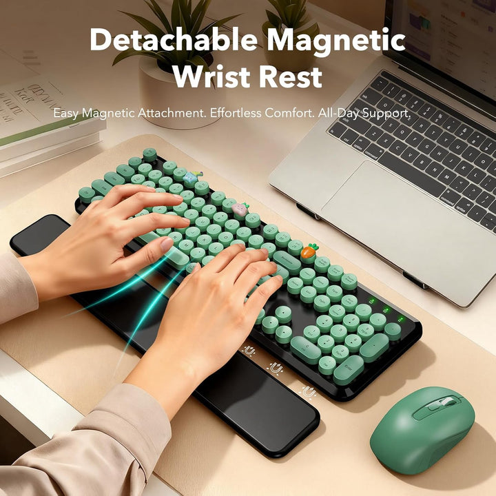 Combo de teclado y mouse inalámbricos - Teclas redondas, teclado re...