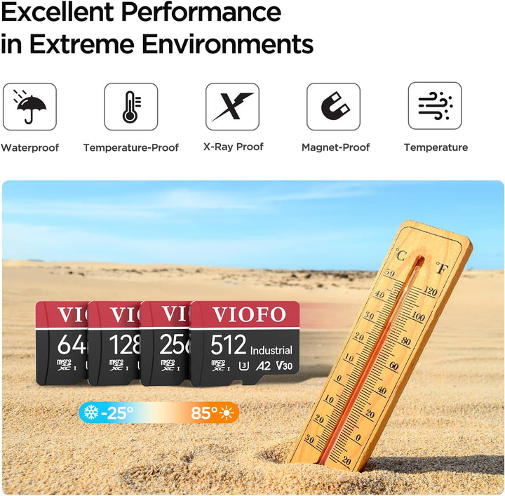 VIOFO Tarjeta microSD de grado industrial de 128 GB, tarjeta de mem...