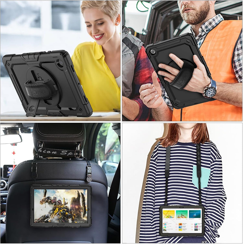 SEYMAC stock Funda para Samsung Galaxy Tab A11+ Plus/A9+ Plus de 11 pulgadas, funda de protección contra caídas de cuerpo completo con protector de pantalla portalápices [correa de mano giratoria de