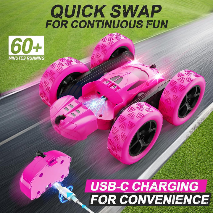 QUNREDA - Autos RC, coche de control remoto rosa para niñas, 2.4 GH...