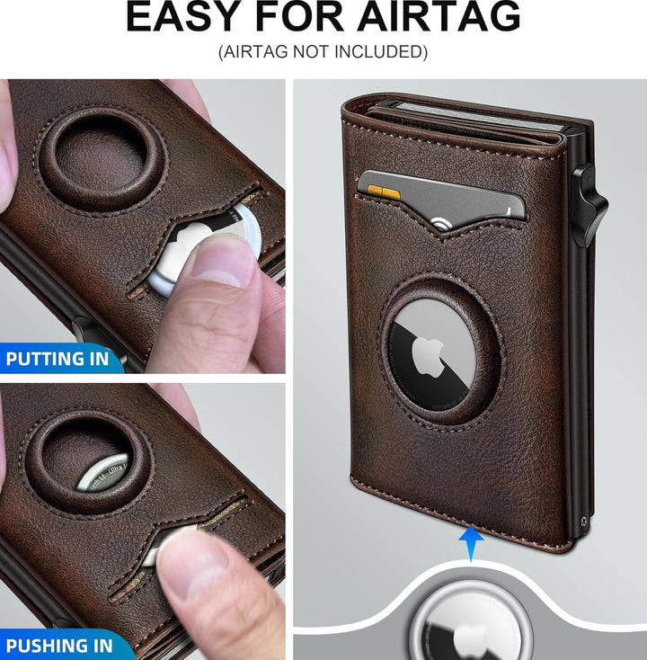 miyozi Billetera para Airtag para hombre, con bolsillo para efectiv...