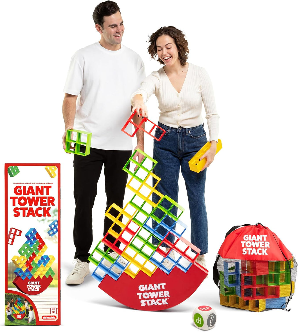 Pila de torre gigante: el juego de equilibrio de bloques jumbo de Relatable