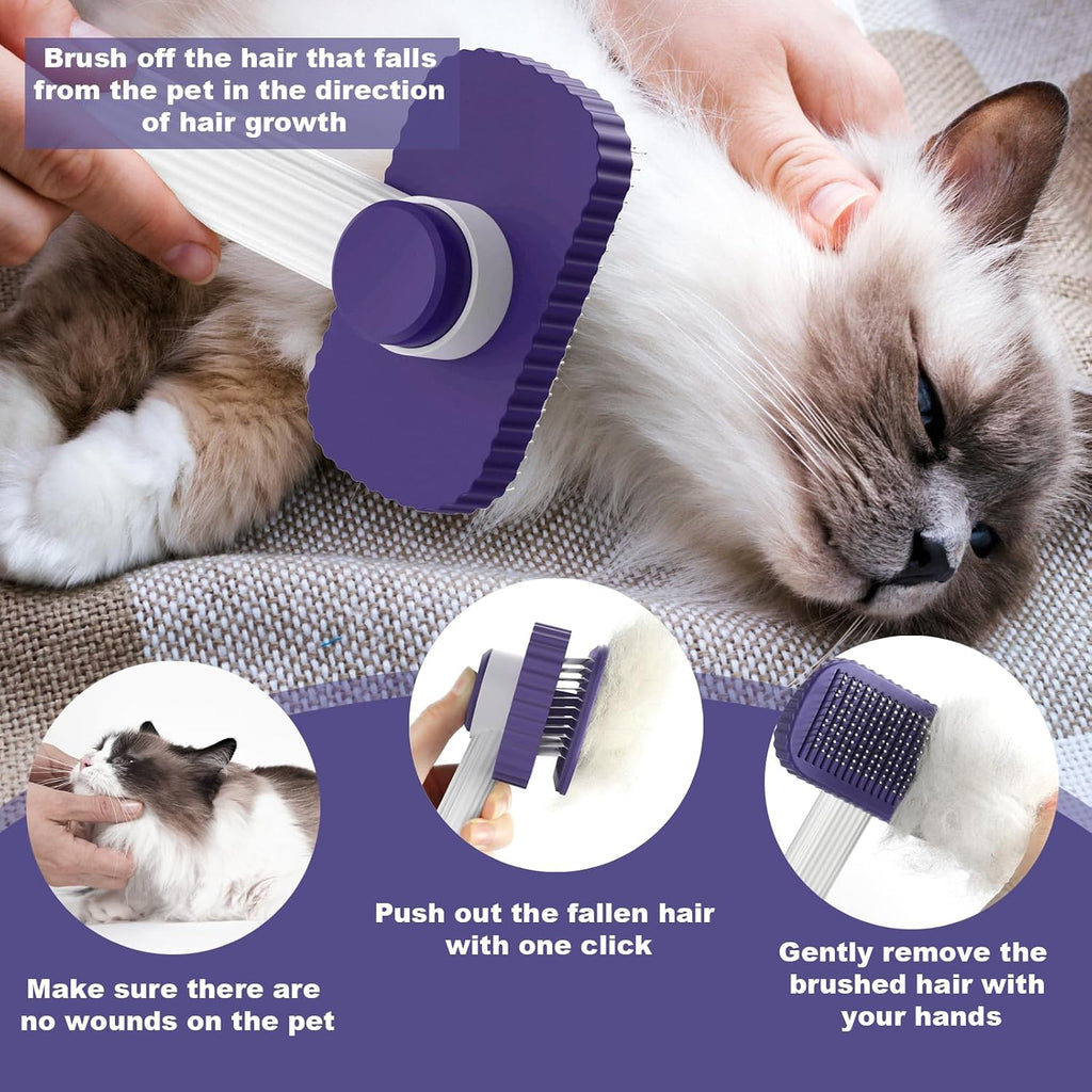 Juego de cepillo y removedor de pelo de mascotas para gatos