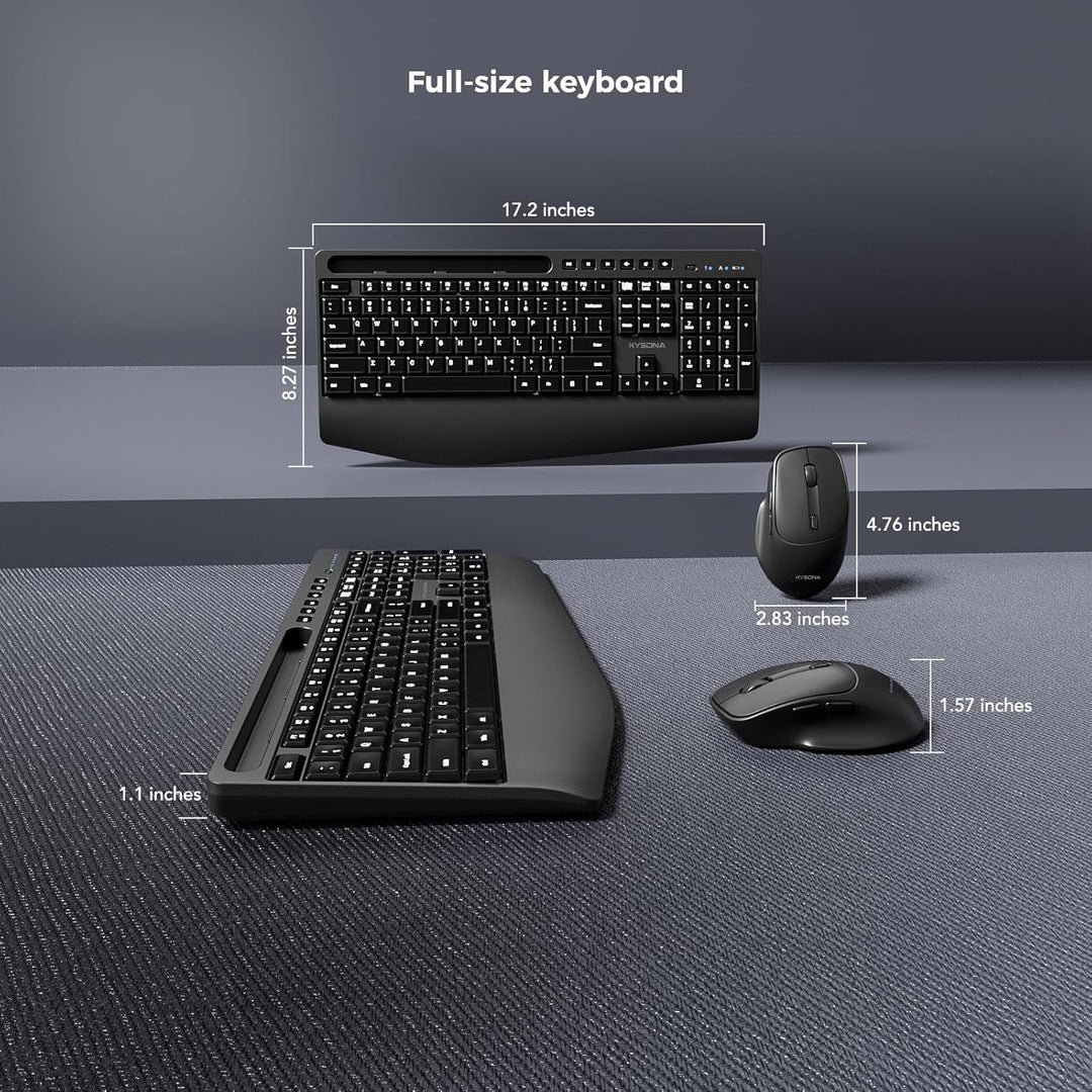 KYSONA Combo de teclado y mouse inalámbricos, teclado inalámbrico d...