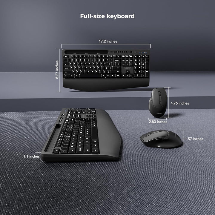 KYSONA Combo de teclado y mouse inalámbricos, teclado inalámbrico d...