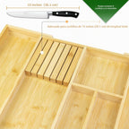 VaeFae Organizador de cajones de cubiertos de bambú, 6 ranuras, natural